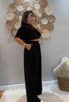 Siyah Crop Palazzo Eşofman Takımı