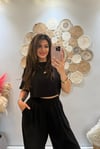 Siyah Crop Palazzo Eşofman Takımı