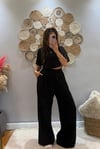 Siyah Crop Palazzo Eşofman Takımı