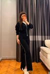 Siyah Şeritli Triko Takım