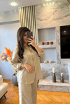 Taşlı Premium Bej Keten Takım