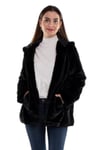 1030-1 Kapüşonlu Peluş Kürklü Ceket