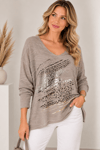 12252 Dalgalı Leopar Desen Vyaka Bluz