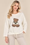 15434 Ayıcık Desen Bisiklet Yaka Eteği Bağcıklı Sweatshirt
