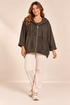 26102 Kapüşonlu Fisto Detay Fermuarlı Ceket