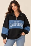2905 Yaka Fermuarlı Kot Detay California İçi Şardonlu Sweatshirt