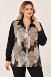 3018 Batik Desen Düğmeli Modal Gömlek