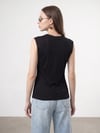 32724 Bisiklet Yaka Yandan Bağlama Detay Kolsuz Tshirt
