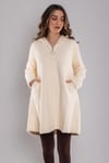 33035 Kapüşonlu Fermuarlı Angora Midiboy Kaban