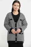 34514 Kazayağı Motif Oversize Kadın Triko Ceket