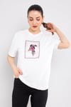 4661 Taşlı Papağan Baskı Bisiklet Yaka Kısa Kol Tshirt