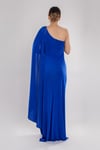 505 Tek Omuz Beli Drape Kristal Buzi Uzun Elbise