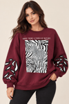 5591 Bisiklet Yaka Zebra Desen Şardonlu Sweatshirt
