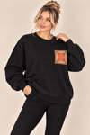 5607 Etnik Desen Detay Şardonlu Bisiklet Yaka Sweat