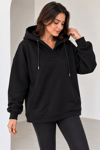 5626 Vyaka Cepli Kapüşonlu İçi Şardonlu Eteği Asimetrik Sweatshirt