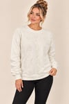 5729 Kesme Boncuk Taş Nakışlı Bisiklet Yaka Sweatshirt