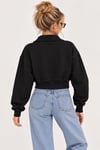 5795 Yaka Fermuarlı Beli Lastik Crop Sweatshirt