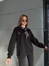 5808 Fular Detay Ceylan Nakışlı Bisiklet Yaka Sweatshirt