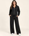 5989 Fermuarlı Yaka Crop Sweat Dikişli Eşofman Takım