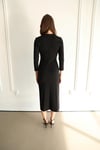 62228 Yandan Drape Tok Detay Krep Uzun Elbise