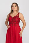 7120 Üzeri Sim Nakışlı Tül Sim Long Dress Uzun Elbise
