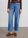 72298 Bol Paça Kemerli Mom Tencel Kot Pantolon