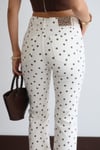 7403 Puantiyeli Mini Flare Kesik Paça Pantolon