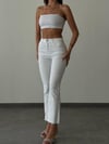 7481-1 Mini Flare Serpme Taşlı Paça Püskül Kot Pantolon