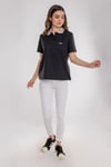 75815 Polo Yaka Düğmeli Kısa Kollu Pamuk Kadın Tshirt