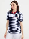 75862 Marine Polo Yaka Çizgili Pamuk Kadın Tshirt