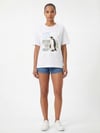 7594 Taşlı Penguen Baskılı Bisiklet Yaka Kısa Kol Tshirt