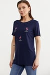 75959 Taş Detay Dökümlü Flamingo Baskı Kısa Kol Penye Tshirt