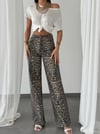 7613 Wide Leg Leopar Yüksek Bel Bol Paça Pantolon