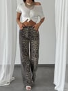 7613 Wide Leg Leopar Yüksek Bel Bol Paça Pantolon
