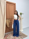 7636 Palazzo Beli Lastikli Bol Paça Pantolon