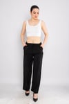 80330 Beli Lastikli Bol Paça Tencel Pantolon
