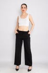 80330 Beli Lastikli Bol Paça Tencel Pantolon