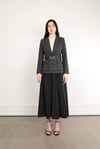 90805 Ekose Desen Kemerli Düğmeli Blazer Ceket