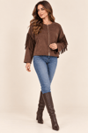 90962 Nubuk Püskül Detaylı Crop Ceket
