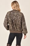 D99961 Leopar Taş Çiçek Nakışlı Kanvas Bomber Mont
