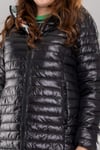 HV959 Slimfit İçi Çiçek Desen Kapüşonlu Eteği Büzgülü Kapitone Mont