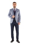 JK35SF02M005 Slimfit 6 Drop Çizgili Keten Yelekli Takım Elbise