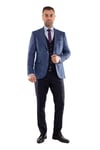 JK35SF02M045 Slimfit 6 Drop Ekose Yelekli Takım Elbise