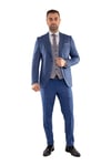 JK36SF02M164 Slimfit 6 Drop Kareli Yelekli Takım Elbise