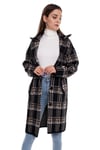 T93721 Kazayağı Desen Triko Uzun Ceket