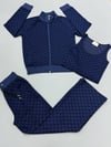 GUCCİ İthal Kadife Desenli Takım 9071 - Lacivert