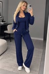 GUCCİ İthal Kadife Desenli Takım 9071 - Lacivert