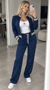 GUESS İthal Kadife Desenli Takım 9072 - Lacivert