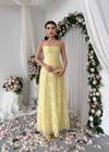 Husa Sırt Bağlamalı Elbise - Sarı