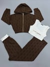 İthal Kadife Desenli Takım 9070 - Kahve